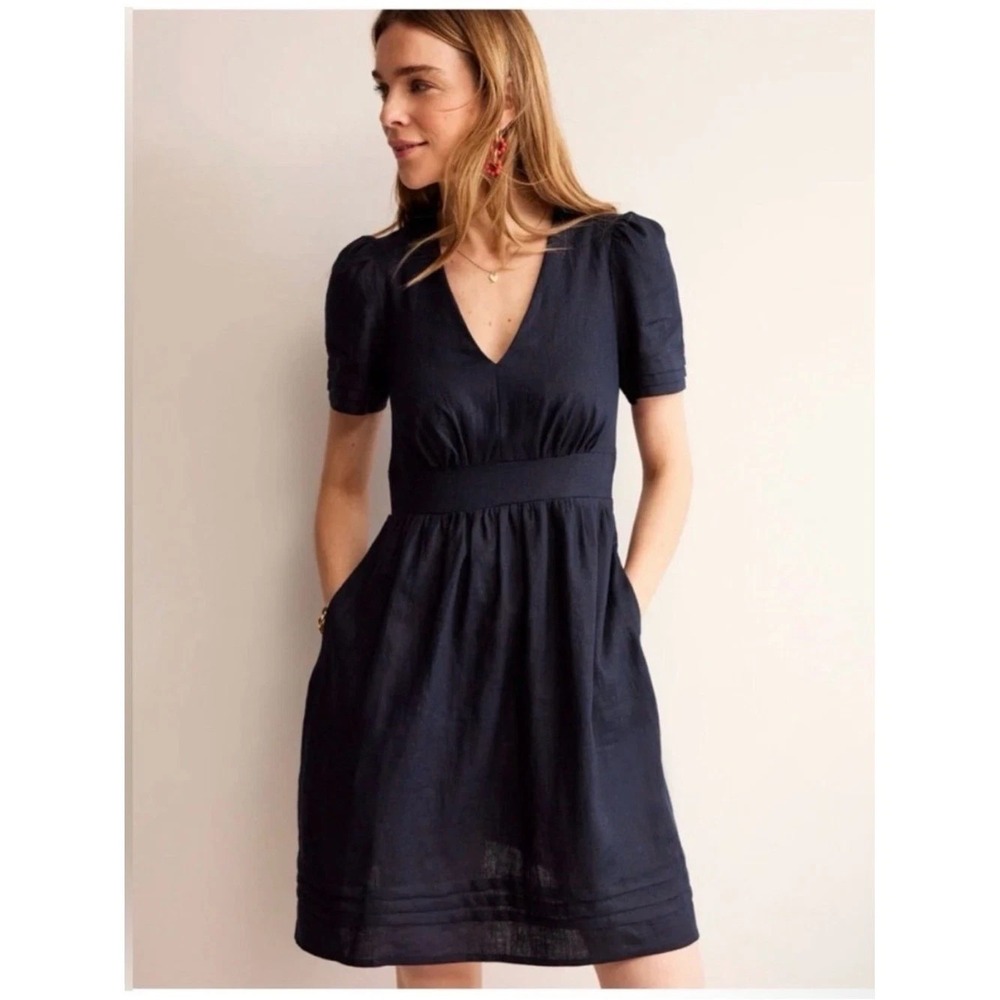 Boden Dress Eve Linen Short Dress 2P Breezy Summer Dainty Feminine A-Line - Picture 3 of 16